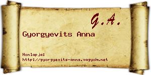 Gyorgyevits Anna névjegykártya